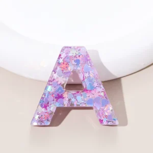 Creative Resin Crystal Epoxy English Letter DIY Unisex Necklace Pendant Bag Charm Accessories