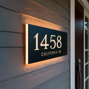 Cross Border Stainless Steel Door Number LED Sign Custom Logo Backlit Illuminated Letters Black Crystal Base 12V