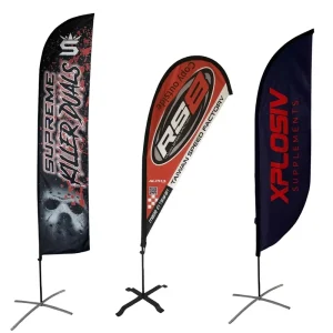 Cross border Outdoor Advertising Beach Flag Foreign Trade Double sided Color printed Woven Fabric Knife shaped Flag Factory UA