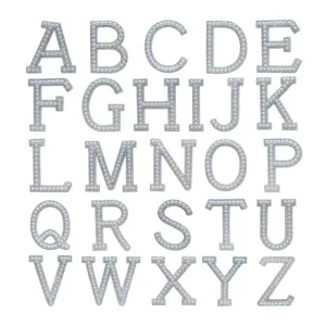 Crystal AB Crystal Pearl Iron on Letter Patches Rhinestone A Z English Alphabet Glitter Embroidered Appliques
