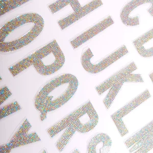 Crystal AB Rhinestone Patch A Z English Alphabet Letters Patch Hotfix Rhinestone Heat Press Patch iron on Applique Transfer