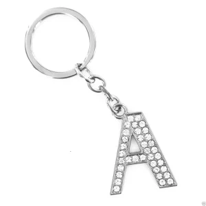 Crystal Letters Keychain Alphabet Metal Ring Diamond Letter Keychain