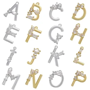 Crystal Pave Pendant 26 Alphabet Letters Charm for DIY