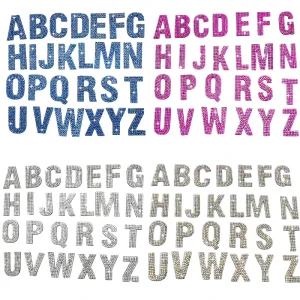 Crystal Rhinestones Letter Sticker Sheet Self Adhesive Letter Patches Crystal Rhinestone Patch