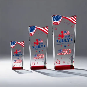 Crystal Top Wave Trophy Red Base for Commemorative Trophies in Competitions