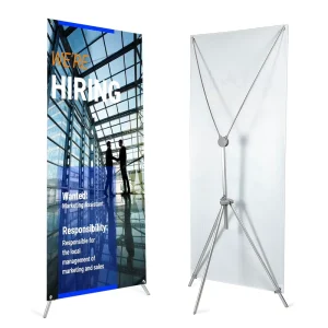 Curved Aluminum X Stand Banner Polyester Flags 60x160cm 80x180cm Tripod Stand Weatherproof CMYK Digital Printing