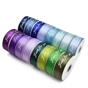 Custom 1 Inch Satin Ribbon with Printed Logo Custom Color & Size for Shopping Gift Packing
