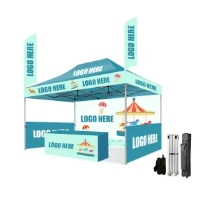 Custom 10×10 Pop up Advertising Tent Booth Promotional Custom Printed Market Commercial Trade Show Tent with Windows