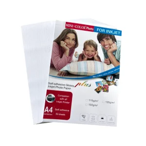 Custom 115g 135g 150g Inkjet Photo Paper Self Adhesive Glossy Logo Sticker for Premium Photo Printing Display