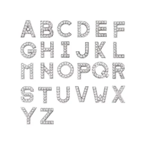 Custom 18mm Bead Logo A Z Initial Alphabet with Crystal Greek Letter Unisex Metal Words for Collar Jewelry Main Material Alloy