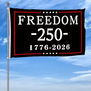 Custom 250th Birthday 250 Years 1776 Polyester Eco Friendly Flags 3×5 Banner Two Brass Grommets for Flying Hanging Outdoor