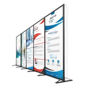 Custom 25mm Aluminum Alloy Waterproof Display Stand Vertical Floor standing Door shaped Indicator Sign Advertising