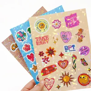 Custom 300Pcs Self Adhesive Waterproof A4 A5 Sheet Cute Korean Self Adhesive Vinyl Kiss Cut Stickers
