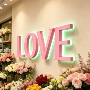 Custom 3D Acrylic Backlit LED Channel Letters LOVE Sign for Flower Shop Home Decor Illuminated Wall Logo