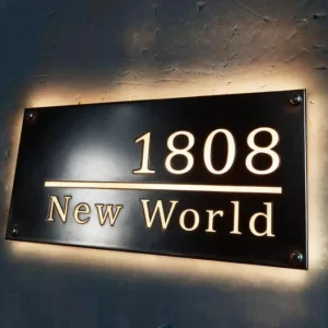 Custom 3D Backlit LED House Number Sign Stainless Steel Indoor Outdoor Address Lighted Numbers