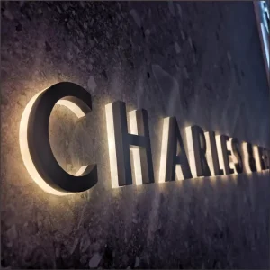 Custom 3D Backlit LED Sign Stainless Steel Halo Lit Letters Waterproof Outdoor Storefront Business Sign OEM Factory