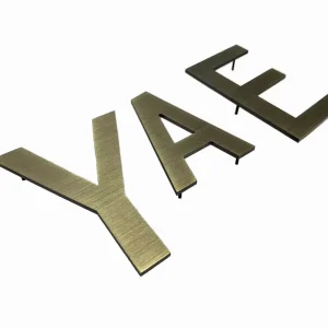 Custom 3D Brushed Brass Metal Letters Sign Antique Gold Stainless Steel Lettering for Office Lobby Boutique Hotel Reception