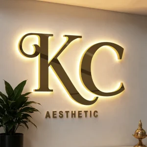 Custom 3D Business Logo Sign LED Backlit Stainless Steel Letters Acrylic Illuminated Sign for Store Wall Decor