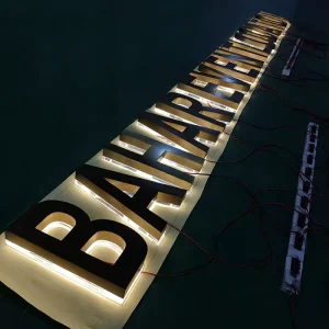 Custom 3D Carved Metal Backlit Wall Channel Alphabet Letter Sign With Brushed Silver Face
