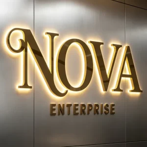 Custom 3D Design LED Wall Office Metal Signage Personalized Logo Stainless Steel Gold Letters Electronic Signage Lighting