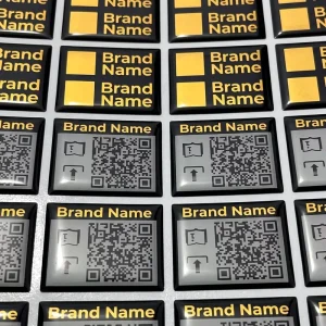 Custom 3D Domed Epoxy Sticker Brushed Metal Self-Adhesive Logo Label