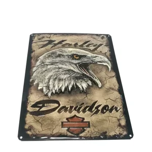Custom 3D Embossed Printing Metal Tin Signs for Wall Bar Decor with American Motor Plate Design