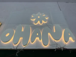 Custom 3D LED Backlit Reverse Channel Letters Sign White Painted Metal Warm White Halo Effect Indoor Outdoor Illuminated