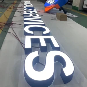 Custom 3D LED Backlit Sign Stainless Steel Halo Lit Letter For Shop