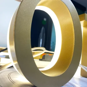 Custom 3D LED Illuminated Letter Signs Backlit Letters Gold Mirror Halo Lit Signs