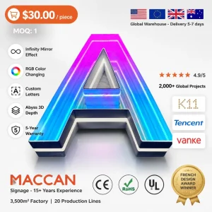 Custom 3D LED Infinite Mirror Letters Acrylic Neon Sign Remote Control Business Logo Companies Iridescent IP65 Waterproof