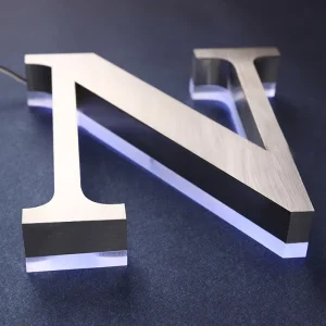 Custom 3D Logo Wall Mounted Acrylic Decoration Business Office Door Signage in Stainless Steel Aluminum LED Strips Light Source