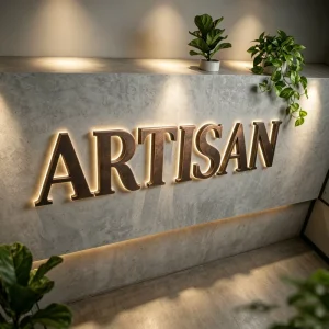 Custom 3D Metal LED Backlit Signage Antique Bronze Logo Sign Reception Wall Sign Office Hotel Bar Shop Front Desk