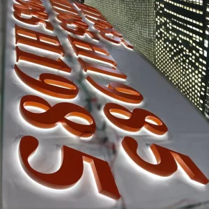 Custom 3D Outdoor Led Sign Stainless Steel and ABS Material Illuminated Plexi Letters with White Light Effect