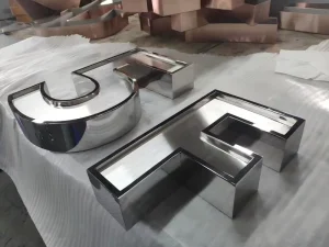 Custom 3D Stainless Steel Fabricated Letters Polished Finish Non Illuminated Metal Signage Warranty for Outdoor Business