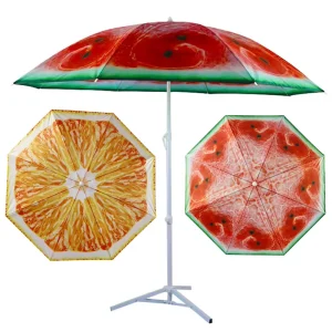 Custom 6ft/7ft Outdoor Oxford Garden Cart UPF50+ UV Protection Manual Beach Sun Umbrella Parasol Fruit Printed Solar Umbrella