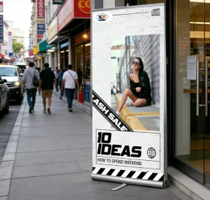 Custom 80×200 Retractable Roll up Banner with Aluminum Stand Wide Base Pull up Banner Display Stand for Advertising Banner