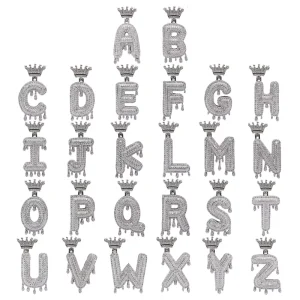Custom 925 Silver Mozambican Diamond Lettering Necklace Crown Drop Lettering with Custom GRA Certificate