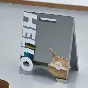 Custom A frame Sign Mirrored Stainless Steel Sandwich Board Double sided Outdoor Advertising Sandwich Board