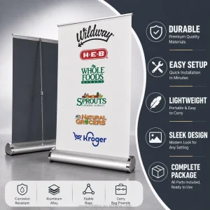 Custom A3A4 Mini Stand Retractable Banners Colorful Roll Trade Show Advertising Roller Banner with Aluminum Frame