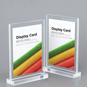Custom A4 A5 A6 Acrylic Advertising Sign Display Stand Modern Style Reusable Table Standing T shaped Transparent Stand