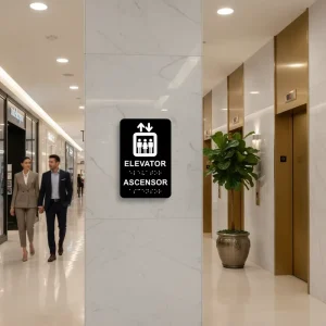 Custom Acrylic ADA Braille Elevator Sign Black Tactile Control Panel Button Sticker for Lift Room Floor Accessibility