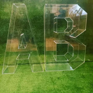 Custom Acrylic Fillable 3D Clear Candy Hollow Letters Simple Design for Custom Logo Color Options Factory Direct