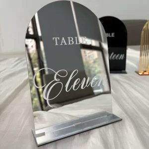 Custom Acrylic Place Card Arch Silver Mirror Wedding Sign Standee Acrylic Table Numbers for Wedding