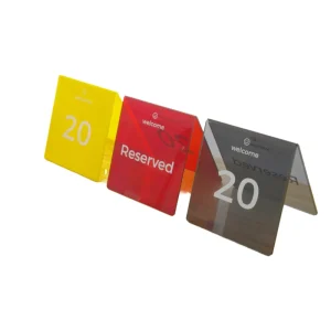 Custom Acrylic Reserved Table Signs Metal Gold Restaurant Table Numbers Holder Signage for Cafe Bar Hotel Retail Shop