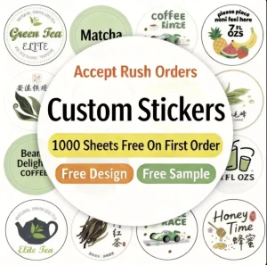 Custom Acrylic Single Sided Durable Waterproof Sticker Labels for Brand Logo Vinyl PET Die Cut Decals Roll Sheet Packaging