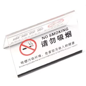 Custom Acrylic Table Logo Sign Display Stand with V Shape Design Printed for Restaurant Use