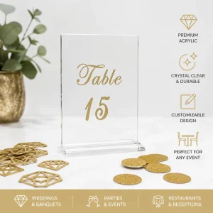 Custom Acrylic Table Number Sign Holder Clear Display Stand for Wedding Restaurant Hotel Event