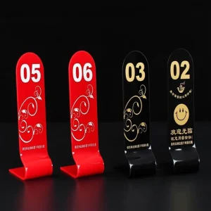 Custom Acrylic Table Number Stand Double Sided Restaurant Sign Holder with Logo Printing for Hotel Wedding Party
