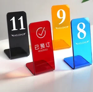 Custom Acrylic Table Top Number Sign Display Stand