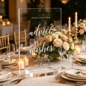 Custom Acrylic Wedding Table Sign with Stand Personalized Tabletop Plaque for Reception Party Event Decor